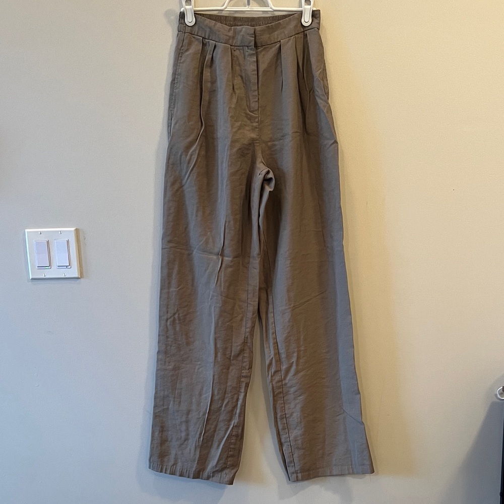 Primark Womens High-Waist Straight-Leg Pants in Taupe